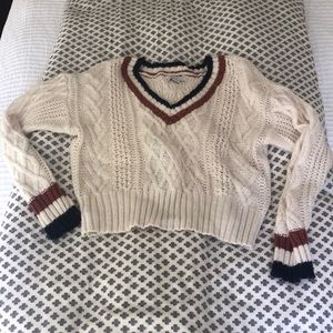 American Eagle V-neck cable knit sweater
